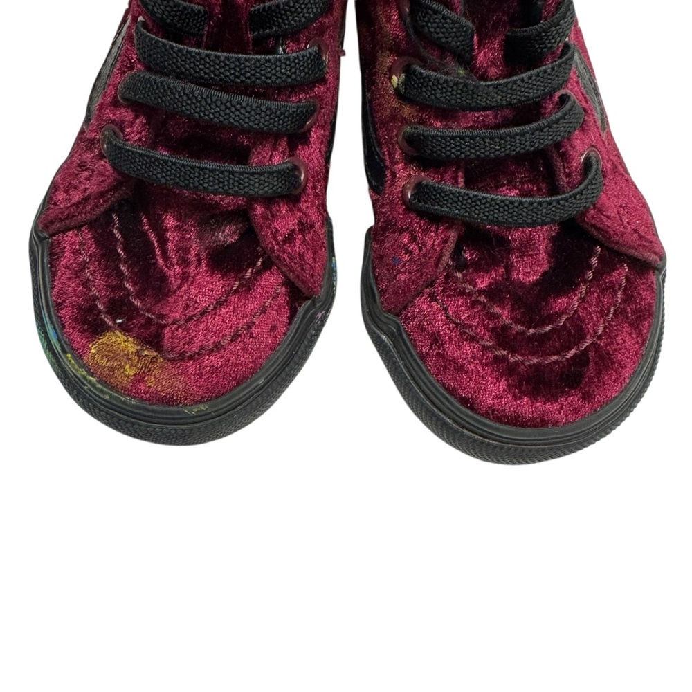 Vans Sk8 Hi Zip Skate Shoes Maroon Velvet High Top Kids Toddler Size 5 Snickers - Picture 7 of 10